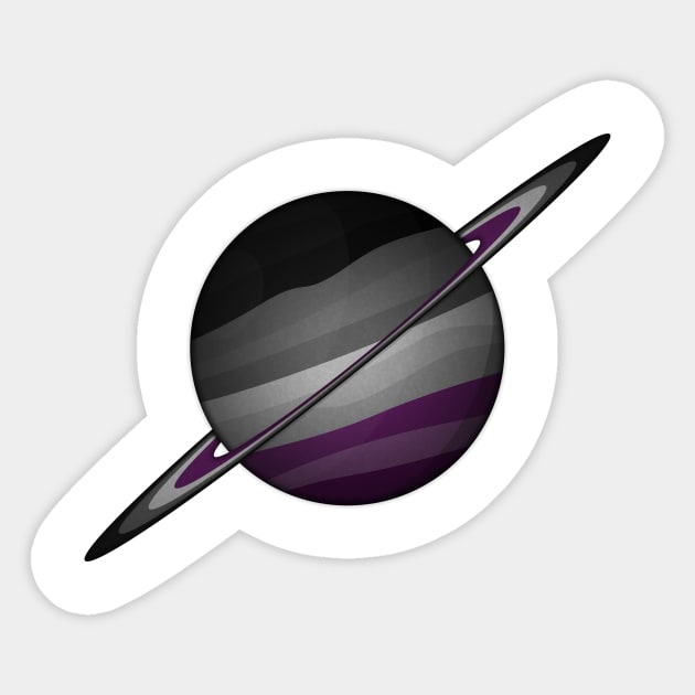 Planet and Rings in Asexual Pride Flag Colors Sticker by LiveLoudGraphics